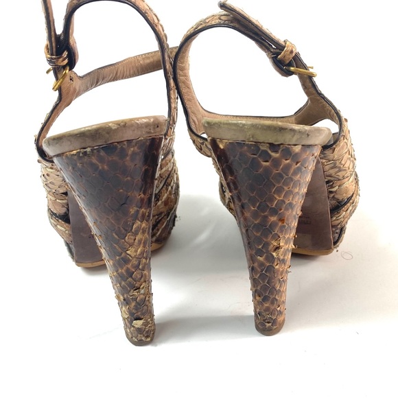 MIU MIU by PRADA Blush Snakeskin Platform Sandals - Picture 8 of 9